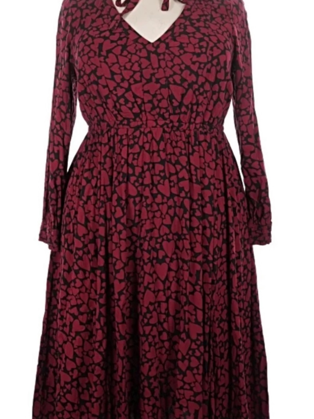 Torrid  Burgundy Heart-Print Midi Dress
